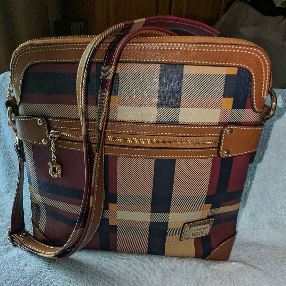 Silver & Polo plaid crossbody bag.